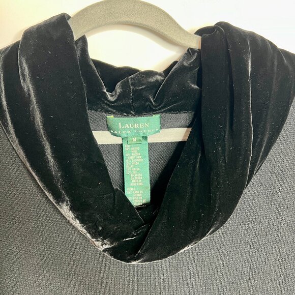 Lauren Ralph Lauren Angora Rabbit Hair Blend Silk Cowl Neck Black Sweater M - Picture 2 of 4